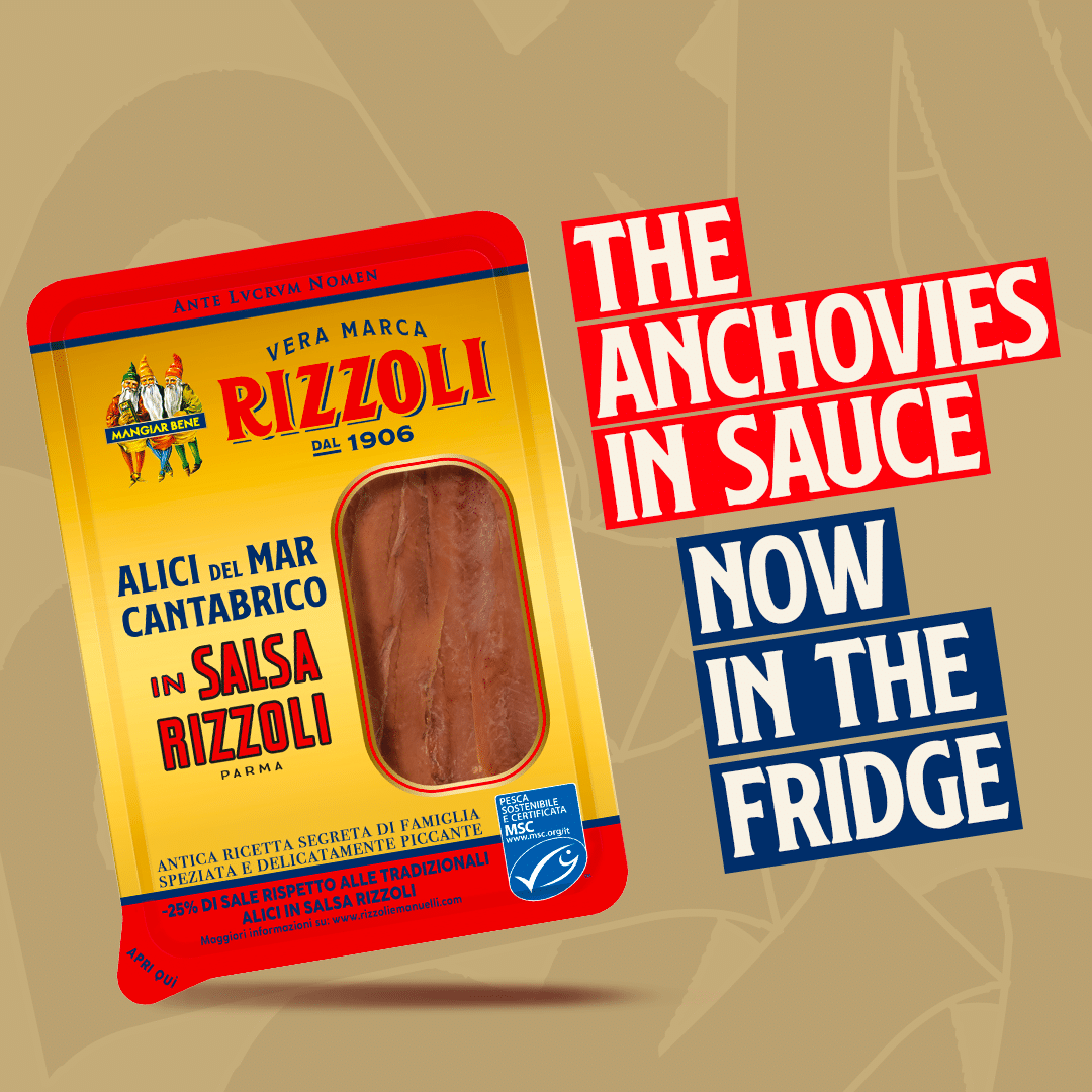 The iconic Anchovies in Rizzoli Sauce now on the refrigerated counter